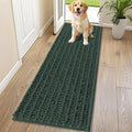 Smiry Dog Door Mat for Muddy Paws 70x24, Absorbent Dirt Trapper, Non-Slip Washable Chenille Entryway Rug for Inside Floor, Green, Layered Pattern