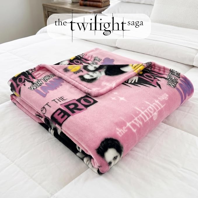 Twilight The Saga Bella & Edward Fluffy Throw 70 in x 50 in – Soft Plush Lightweight Blanket for Couch, Bed & Travel, (Officially Licensed Product) by Franco