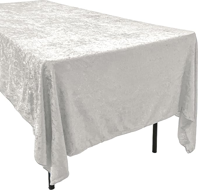 AK TRADING CO. Lush Panne Velvet Tablecloth - 60 x 102 Inch Rectangular Table Cover | Great for Buffet Table, Parties, Holiday Dinner, Wedding & Baby Shower (White, 60 x 102 Inch)