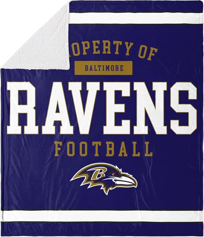 FOCO Baltimore Ravens NFL Team Property Of Sherpa Fleece Blanket