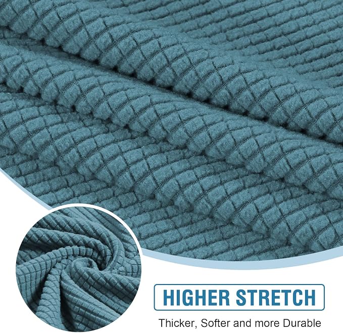 H.VERSAILTEX Sectional Couch Covers 1 Piece Chaise Slipcover L Shape Separate Cushion Couch Cover for Both Left/Right Sectional Couch (Seat Only: 1 Chaises, Storm Blue)