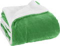 Elegant Comfort Luxury Ultra-Plush Velvet Touch Fleece Throw Soft, Warm, Cozy| Micromink Sherpa-Backing Reversible Blanket for Bed, Sofa and Couch, Solid Emerald Green
