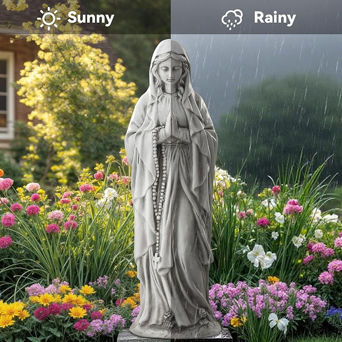 Virgin Mary Praying Statue, Large 30inch Outdoor Religious Sculpture | Blessed Mother Mary Statues Catholic, Durable Weather MGO Stone Carving Decorations, for Home,Yard,Patio,Forch
