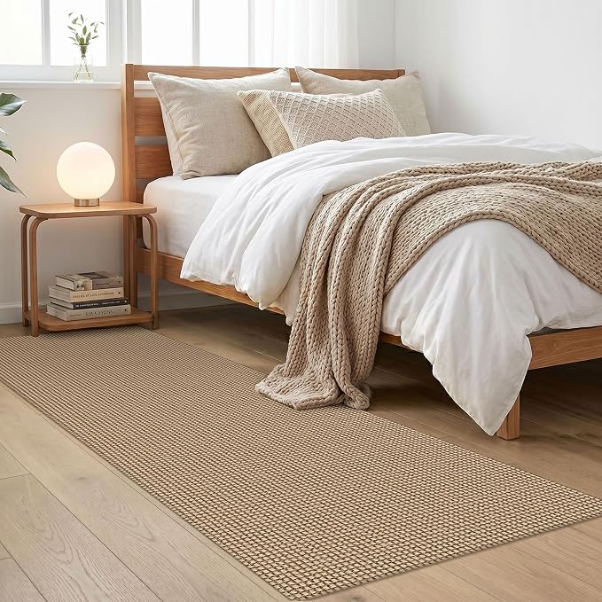 IOHOUZE Washable Runner Rug 2x6 Non Slip Rubber Backed Runners for Hallways Entryway Runner Indoor, Kitchen Rugs Woven Cotton Floor Carpet for Hall Entrance Bedroom, Orange/Tan/Brown