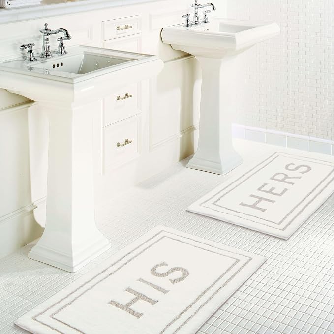 Mohawk Home Hers Casual Novelty; Solid Ivory 1' 5" X 2' Bath Mat Perfect for Bathroom