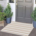 Khaki and White Striped Outdoor Rug 24'' x 35'' Door Mat Outdoor Machine Washable Welcome Mats Cotton Hand-Woven Entryway Rug for Front Porch/Entryway/Laundry/Bathroom/Bedroom