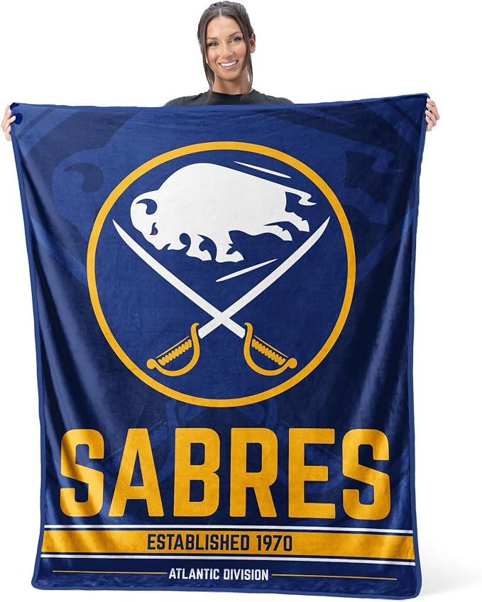 Northwest NHL Buffalo Sabres Break Away Micro Raschel Throw Blanket, 46 x 60 Inches