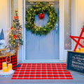 Ckorzen Red Green and White Plaid Rug, 28" x 43" Christmas Front Porch Outdoor Rug, Handwoven Cotton Washable Rug for Layered Door Mats, Holiday Entryway and Home Décor