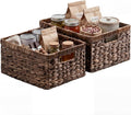 StorageWorks Large Wicker Baskets for Storage,Dark Brown Baskets,2-Pack | Hyacinth Dark Brown Wicker Baskets with Handles,Wicker Storage Baskets for Organizing,Wicker Storage Baskets for Shelves