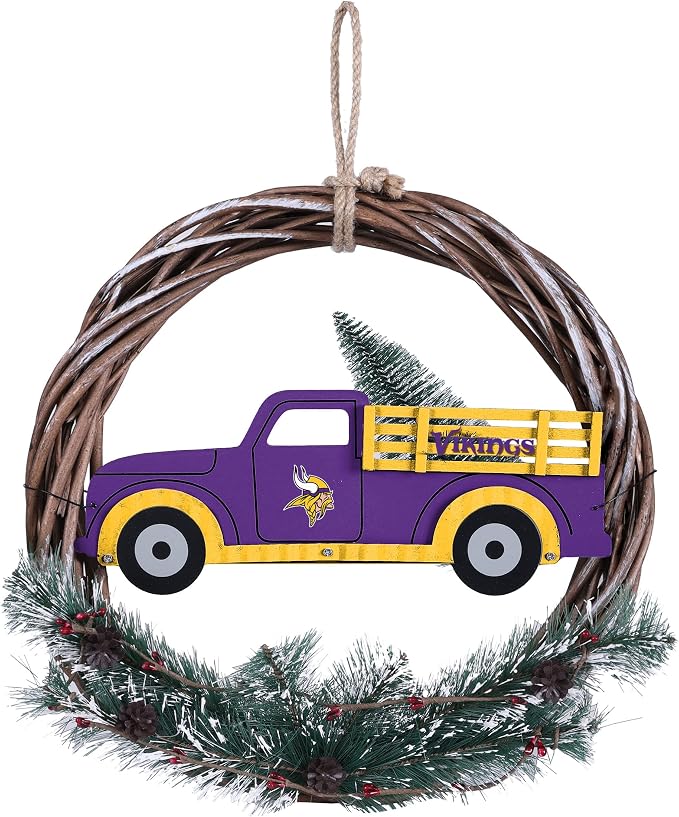 FOCO NFL Unisex-Adult NFL Team Logo Holiday Wreath with Truck