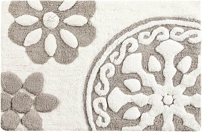 Madison Park Casablanca Tufted Cotton Bath Rug Non-Slip, 20 x 30, Taupe