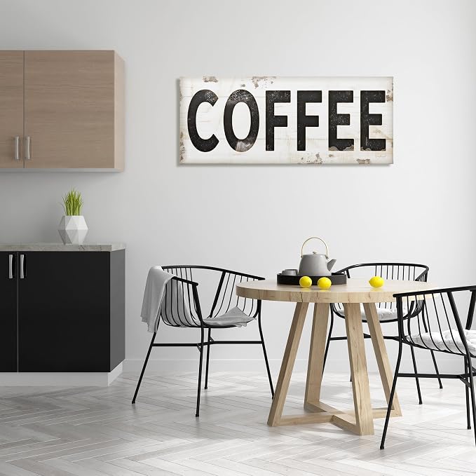 Stupell Industries COFFEE Typography Vintage Sign Canvas Wall Art, Multi-Color | Stupell Industries | 48 x 20 Inches, Easy to Hang and Sturdy, Made in USA, by Jennifer Pugh