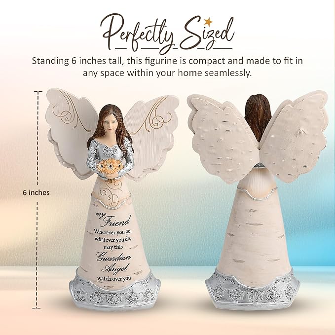 Pavilion Elements Angels Figurine - Guardian Angel Figure Display - "My Friend Wherever You Go, Whatever You Do, May This Guardian Angel Watch Over You" Printed Text, Collectibles Angel Figurines, 6"