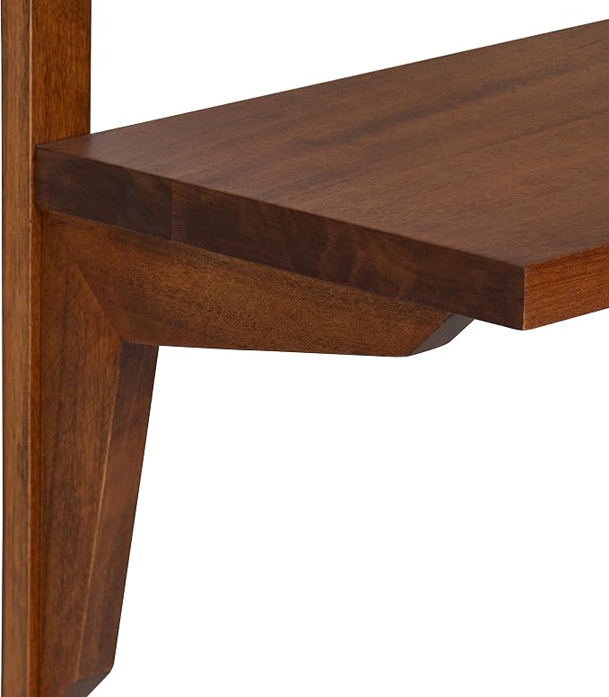 Kate and Laurel Meridien Mid-Century Wall Shelves, 24" x 8" x 24", Walnut, Transitional Wall Decor and Storage