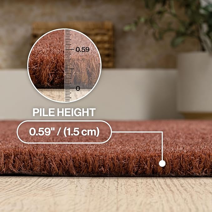 JONATHAN Y Peater Classic Casual Commercial Natural Coir Camel 2 ft. x 8 ft. Doormat for Entrance, Front Door, Entryway CHG100G-28