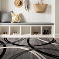 Rugshop Wavy Circles Fade-Resistant Living Room Area Rug Gray 3'3" x 5' | Rectangular, Size 3'3" x 5', Bedroom, Dining Room, Home Office, Kitchen, Entryway, Hallway, Nursery, Kids Room, Guest Room