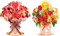 Paper Love HugePop Flower Bouquet Pop Up Cards 2 Pack - Includes 1 Heart Bouquet and 1 Happy Bouquet, Gift For Mothers Day, Birthday, Valentines Day, All Occasions - Jumbo 10" x 14" Card