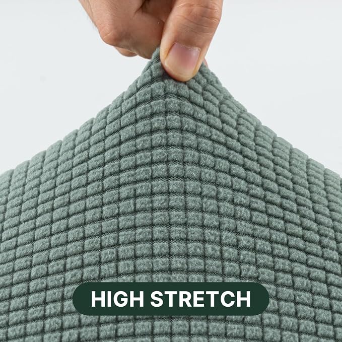 H.VERSAILTEX Stretch 3 Piece T Cushion Sofa Slipcovers Individually Sofa Cushion Covers for 3 Cushion Couch Sofa Seat Cushion Covers with Elastic Bands Featuring Thicker Jacquard Fabric, Sage