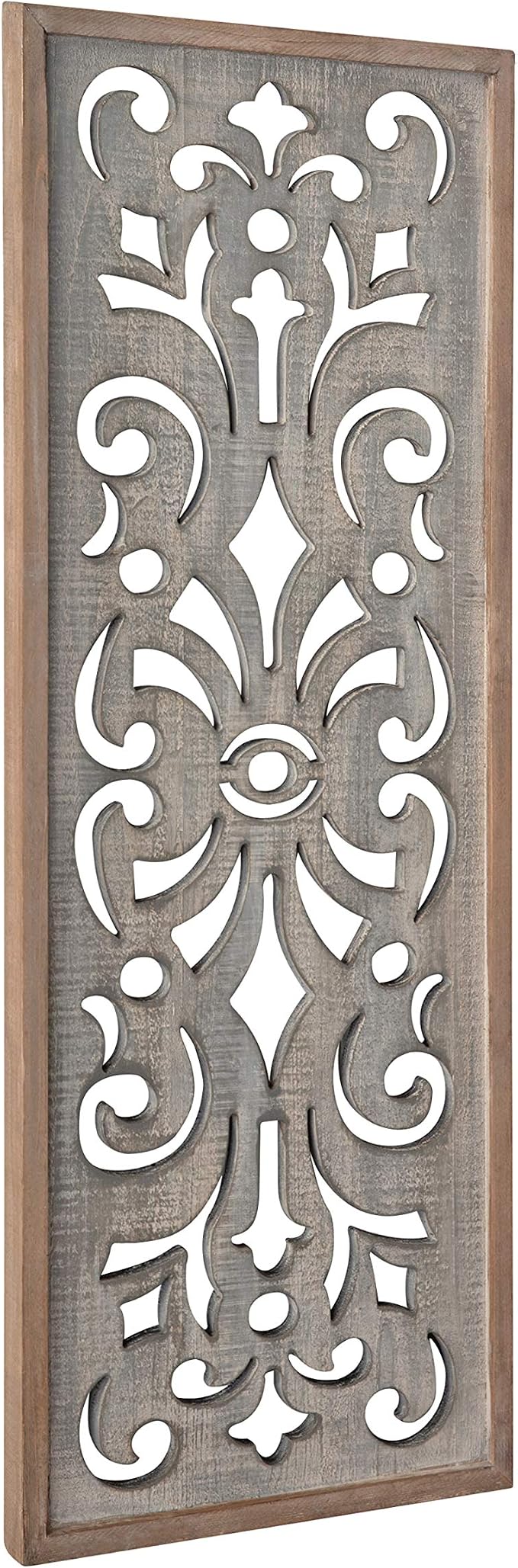 Kate and Laurel Palmares Rustic Decorative Wall Panel, 12 x 31.5, Rustic Gray and Brown, Farmhouse Lattice Panel Decor for Wall