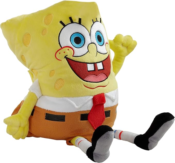 Pillow Pets Nickelodeon Spongebob Squarepants, 16" Plush Toy | Soft Plush Pillow Companion, Unfastens into a Cozy Pillow at Night, Machine Washable, BPA and Phthalates Free