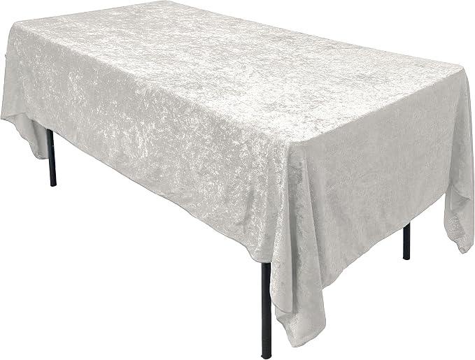 AK TRADING CO. Lush Panne Velvet Tablecloth - 60 x 102 Inch Rectangular Table Cover | Great for Buffet Table, Parties, Holiday Dinner, Wedding & Baby Shower (White, 60 x 102 Inch)