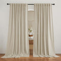 RYB HOME Linen Look Sheer Curtains 70 inch Wide, Privacy Light Filtering Panels by RYBHOME