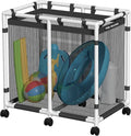 105-Gallon Pool Storage Bin for Swim Gear, Basic Style | UV & Tear-Resistant Textilene, Easy Setup, Pool Toys, Floats & Towels Organizer, Up to 110 lb, 6 Locking Wheels
