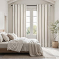 Topfinel 86 Inches Long Linen Blackout Curtains 2 Panels Set for Living Room Cream Birch Linen Texture Modern Farmhouse 100% Black Out Room Darkening Back Tab Rod Pocket(W52 xL80)