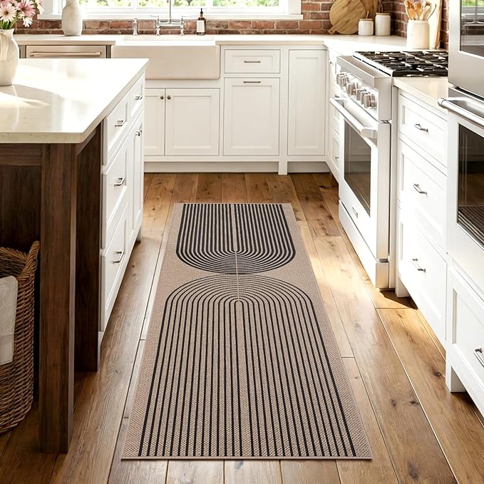 GarveeHome Easy Jute 2x6 Modern Rainbow Runner Rug for Hallway Kitchen Bedroom Non Slip Indoor Outdoor Runner Door Mat for Laundry Porch