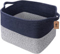 Goodpick Cotton Rope Storage Basket for Shelves, 13" x 10" x 9", Blue | Books, Toys & Towels Storage, Closet & Cube Organizer, Reinforced Handles, Decorative Home Organization