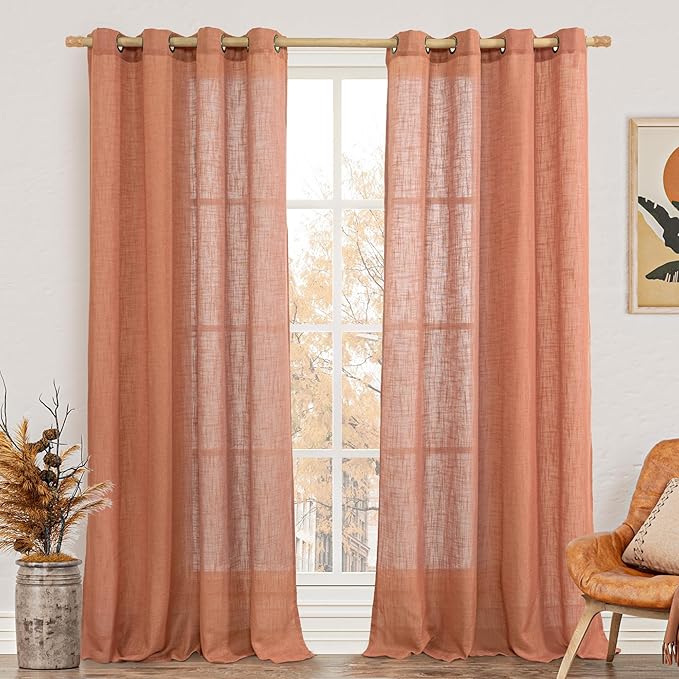 LAMIT Linen Sheer Curtains 95 inch by LAMIT