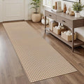 Rugalia Washable Woven Indoor Outdoor Runner Rug 2x6, Camel Cotton Rug Runners for Hallway Non-Slip Long Kitchen Mat, Modern Plaid Neutral Throw Runner Carpet for Entry Porch Patio Bedroom