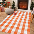 USTIDE Buffalo Plaid Outdoor Rug 4' x 6' Orange and White Check Christmas Check Indoor Area Rug Washable Cotton Woven Rug Layering Rug for Welcome Door Mat Farmhouse Front Porch Entryway