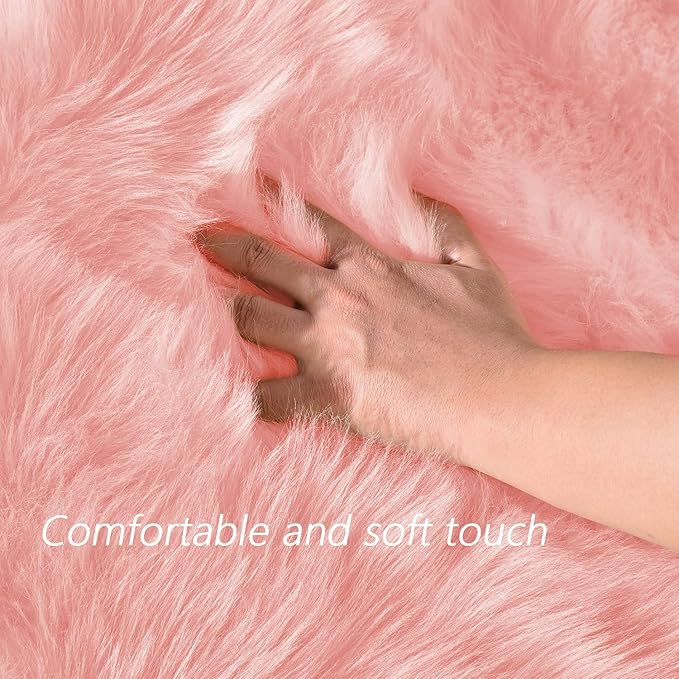 Latepis Washable Runner 2x8 Pink Rug for Bedroom Girls Faux Fur Rug for Living Room for Soft Cushion Hallway Home Decor Rectangle