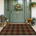 JTJ Brown and Red Front Door Rug Indoor Outdoor Entrance - 2'3" x 3'7" (27.5" x 43") Easy Jute Rugs Outdoor for Patio, Balcony, Kitchen, Mudroom, Washable Earthy Vintage Front Door Decor