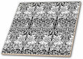 3dRose ct_219398_4 William Morris Brer Rabbit Chintz Pattern in Black and White Ceramic Tile, 12"