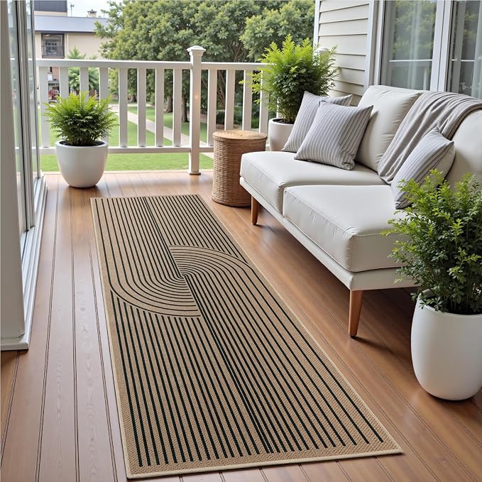EDIMENS 2x6 Runner Rug Easy Jute Washable Kitchen Indoor Outdoor Non Slip | Rugs for Kitchen Floor Runner Rug for Laundry Balcony Low Pile Rugs Rainbow Carpet for Hallway Runner 6ft Entry