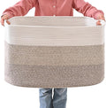 ICERZCZ Extra Large Blanket Basket for Living Room Gradient Brown 25x16x16 | Extra Large Rectangular Storage Basket for Toys, Clothes, Shoes, Living Room, Bedroom, Nursery, Kid's Room