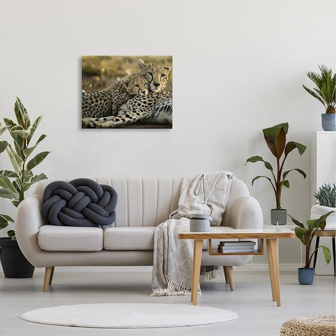 Cheetah Family Mother and Cub, 24 x 30 Inch Canvas Wall Art | Stupell Industries · Ready to hang · Nature inspired decor · Made in USA