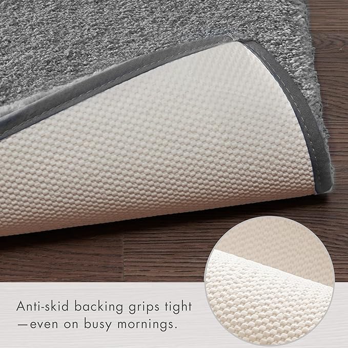 Madison Park Marshmallow Super Soft Toilet Rug, Contour, Grey | Non slip Backing, Spa Quality Luxurious Plush Bath Rug for Bathroom, Quick Dry, OEKO TEX, U Shaped