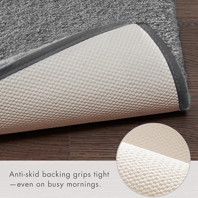 Madison Park Marshmallow Super Soft & Absorbent Bath Rug, 24 x 40, Grey | Non slip Backing, Spa Quality Luxurious Plush Bath Mat for Bathroom, Quick Dry, OEKO TEX
