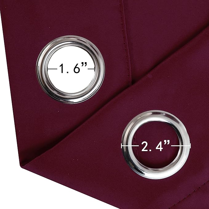 LEMOMO Burgundy Red Thermal Blackout Curtains/38 x 84 Inch/Set of 2 Panels Room Darkening Curtains for Bedroom