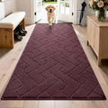 PURRUGS Dirt Trapping Door Mat 32" x 70", Non-Slip Machine Washable Entry Rug, Dog Doormat, Indoor Front Door Mat, Super Absorbent Entryway Rug for Muddy Shoes & Paws, Burgundy Red