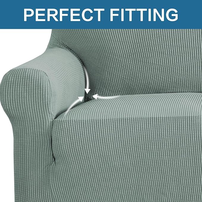 H.VERSAILTEX Slip Covers for Chair Stretching Skid Resistance Couch Cover for Dogs, Thick and Durable Soft High Spandex Jacquard Sofa Covers, Form Fitted Chair Slipcover(Armchair 31"-40", Sage)