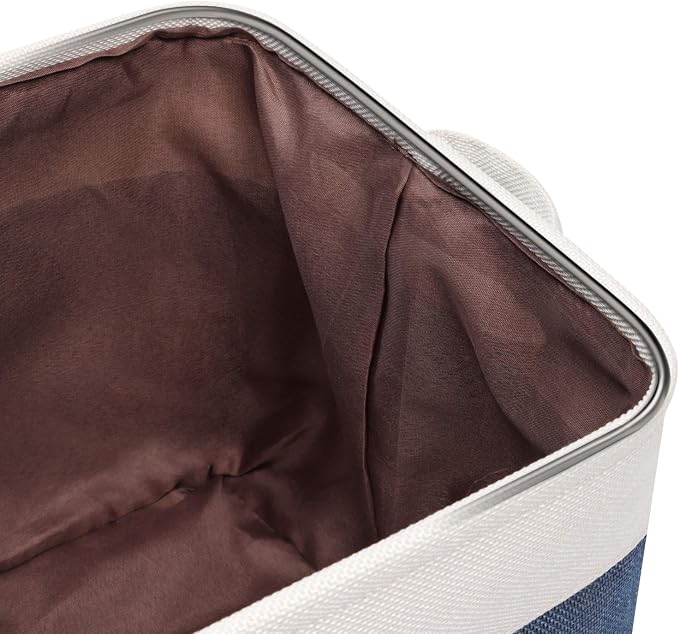 Foldable Storage Bin Collapsible Fabric Storage Basket Cube with Durable Handles Closet Organizer Bins for Organizing Shelves Drawers, Set of 3, 15" x 10" x 9.5", Blue