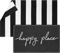 Geelin 2 Pcs 30'' x 18'' Doormat 43'' x 27.5'' Black and White Layered Rug for Front Door Mat Outside Entrance Welcome Door Mats for Indoor Outdoor Entryway Porch Decor(Stripe Happy Place)
