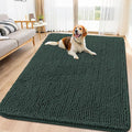 Smiry Dog Door Mat for Muddy Paws 71x46, Absorbent Dirt Trapper, Non-Slip Washable Chenille Entryway Rug for Inside Floor, Green, Classic Solid