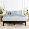 Mellow Naturalista Grand 12 Inch Solid Wood Platform Bed with Wooden Slats, Easy Assembly, King, Black