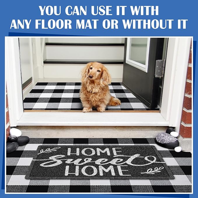 Geelin 2 Pcs 30'' x 18'' Doormat 43'' x 27.5'' Black and White Layered Rug for Front Door Mat Outside Entrance Welcome Door Mats for Indoor Outdoor Entryway Porch Decor(Home Sweet Home)
