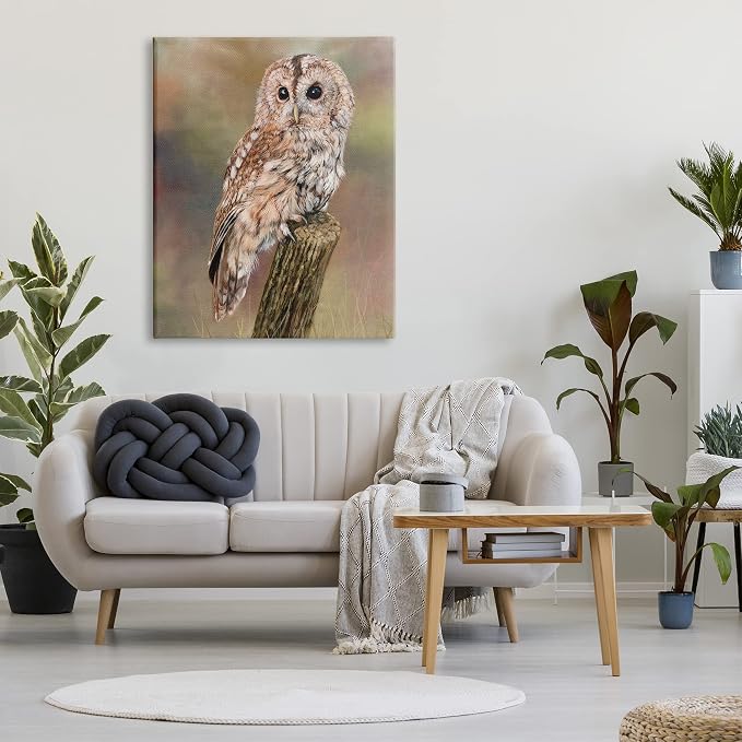 Tawny Owl Woodland Wildlife, 36 x 48 Inch Canvas Wall Art | Stupell Industries · By David Stribbling · Ready to hang · Cabin and lodge decor · Made in USA